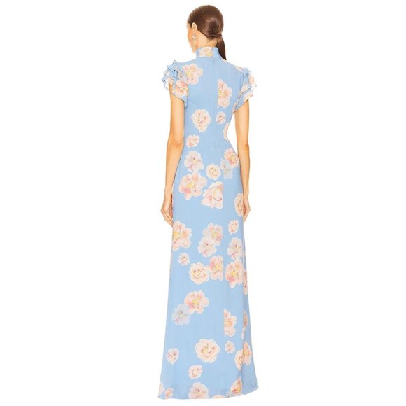SAU LEE Sylvie Dress in Blue Multi 2 New Womens Floral Gown Long Maxi - Picture 4 of 12